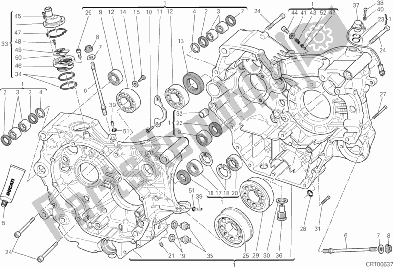 All parts for the Crankcase of the Ducati Monster 795 EU Thailand 2014